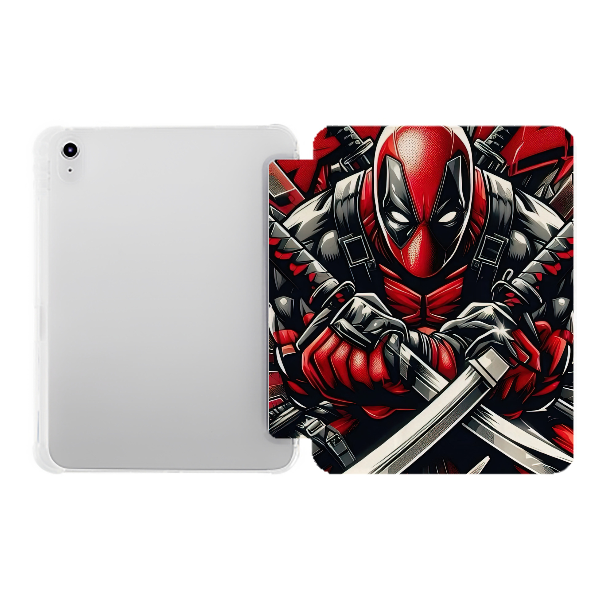 （画像用） Deadpool デッドプール IPad ケース ペン収納付き 三つ折りスタンド PUレザー×シリコン 対応機種9.5/10.5/10.9インチ